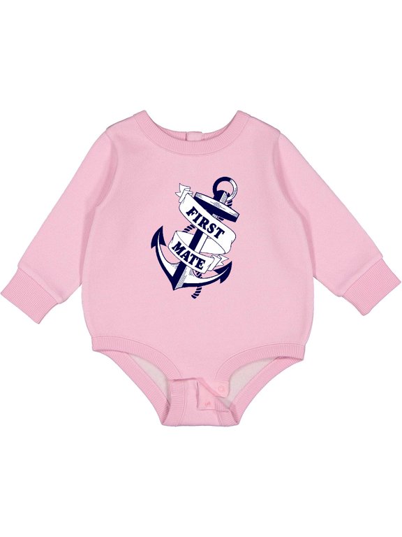 First Mate with Anchor and Banner Baby Fleece Bodysuit