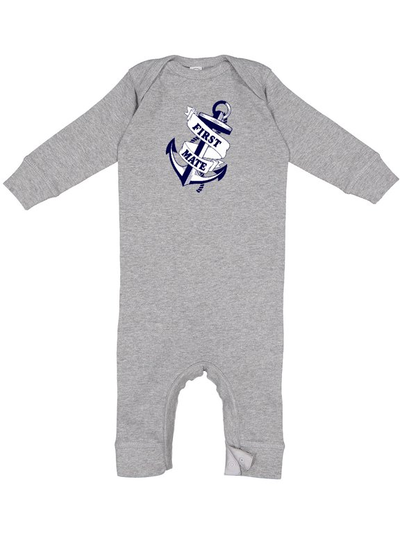First Mate with Anchor and Banner Baby Romper Coveralls