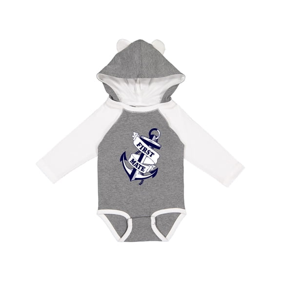 Inktastic First Mate with Anchor and Banner Boys or Girls Long Sleeve Baby Bodysuit