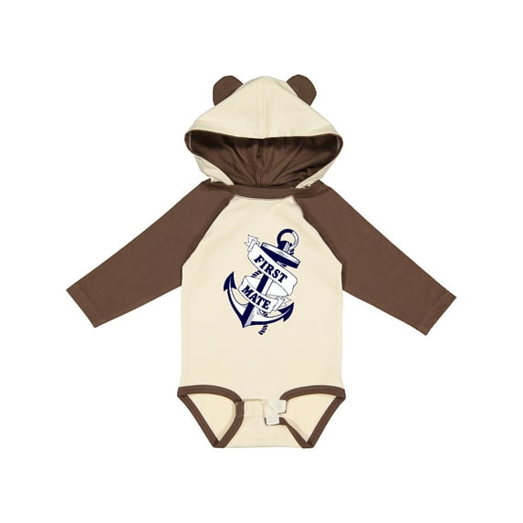 Inktastic First Mate with Anchor and Banner Boys or Girls Long Sleeve Baby Bodysuit