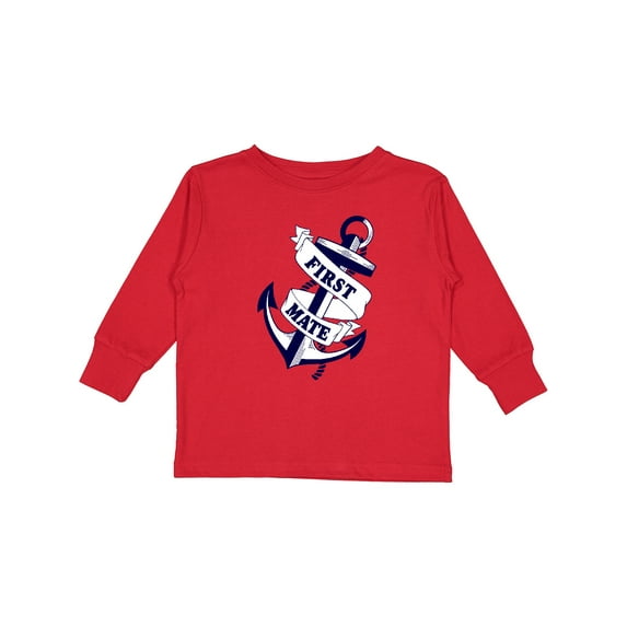 Inktastic First Mate with Anchor and Banner Boys or Girls Long Sleeve Toddler T-Shirt