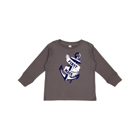 Inktastic First Mate with Anchor and Banner Boys or Girls Long Sleeve Toddler T-Shirt