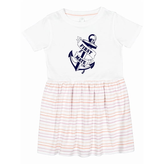 Inktastic First Mate with Anchor and Banner Girls Toddler Dress
