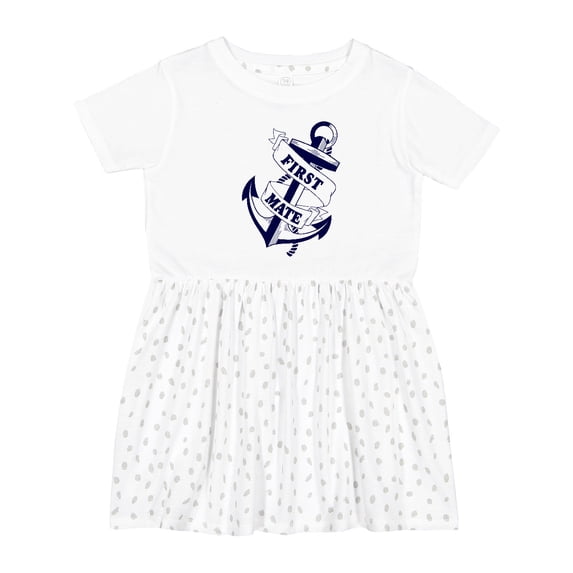 Inktastic First Mate with Anchor and Banner Girls Toddler Dress