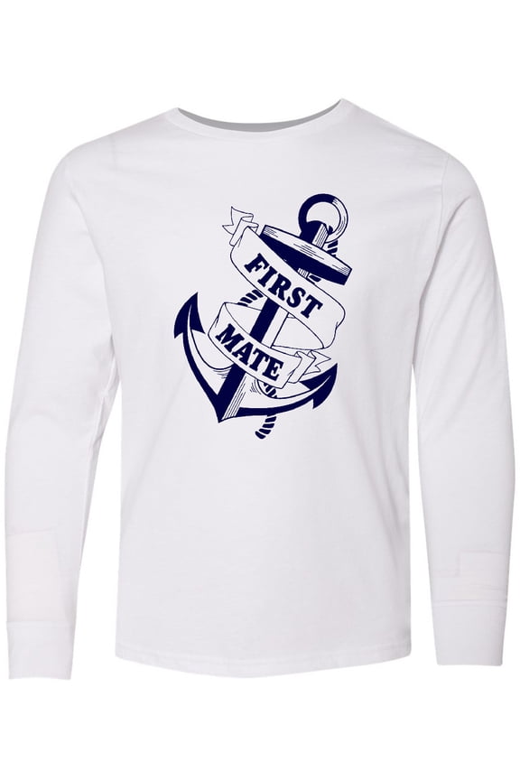 First Mate with Anchor and Banner Long Sleeve Youth T-Shirt