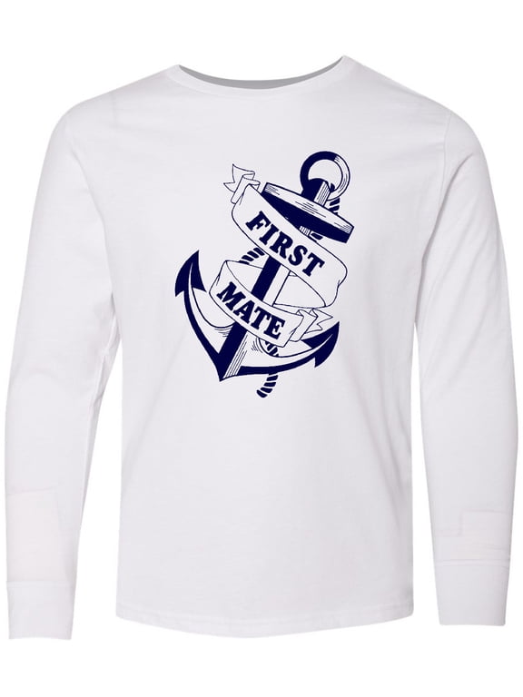 First Mate with Anchor and Banner Long Sleeve Youth T-Shirt