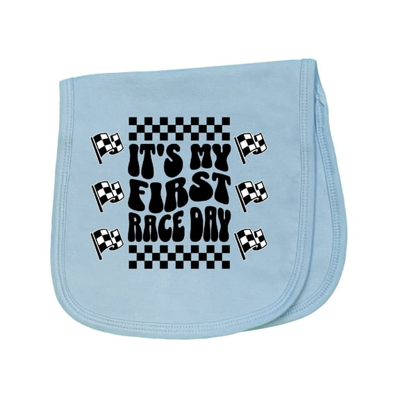 Inktastic First Race Day Car Flags Auto Racing Baby Burp Cloth