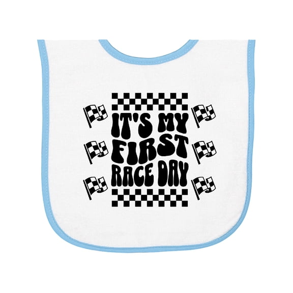 Inktastic First Race Day Car Flags Auto Racing Baby Terry Cloth Bib