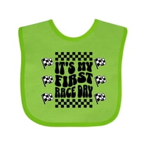 Inktastic First Race Day Car Flags Auto Racing Boys or Girls Baby Bib