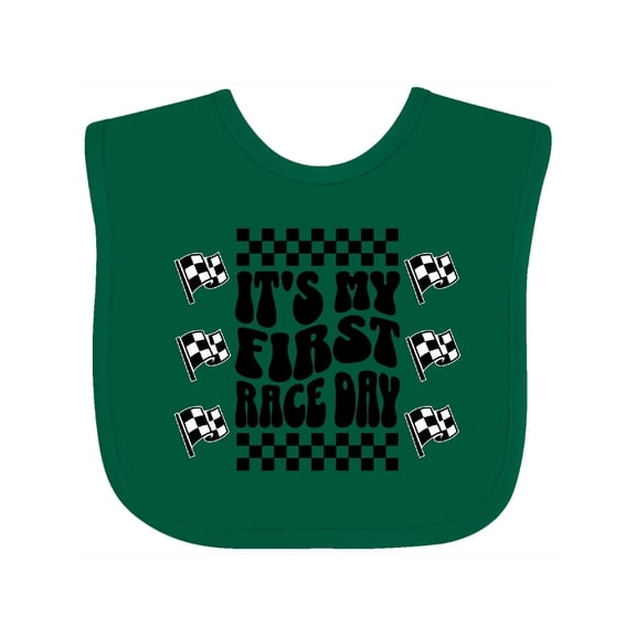 Inktastic First Race Day Car Flags Auto Racing Boys or Girls Baby Bib
