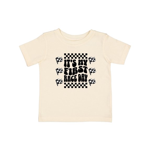 Inktastic First Race Day Car Flags Auto Racing Boys or Girls Baby T-Shirt