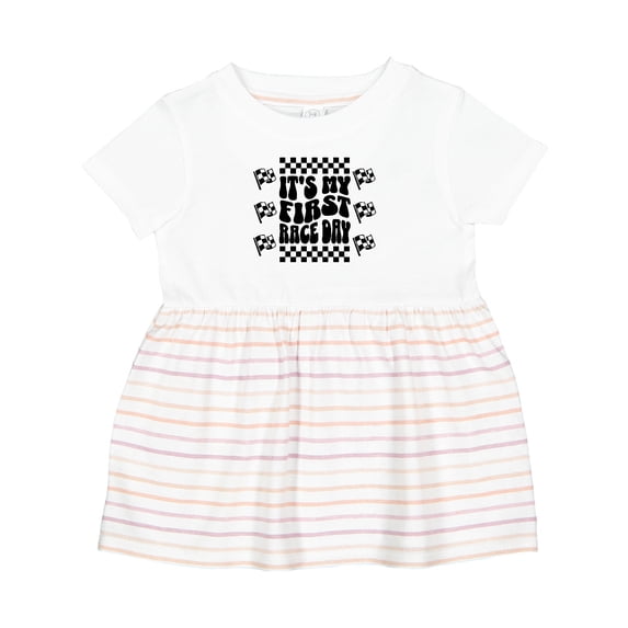 Inktastic First Race Day Car Flags Auto Racing Girls Baby Dress