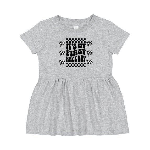 Inktastic First Race Day Car Flags Auto Racing Girls Baby Dress