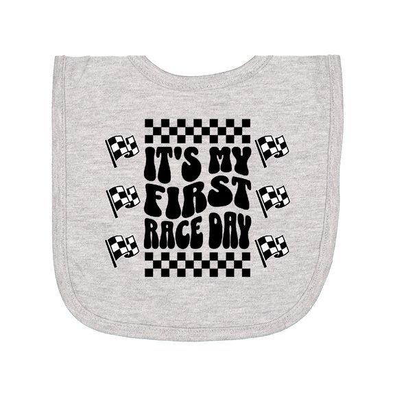 Inktastic First Race Day Car Flags Auto Racing Newborn Bib