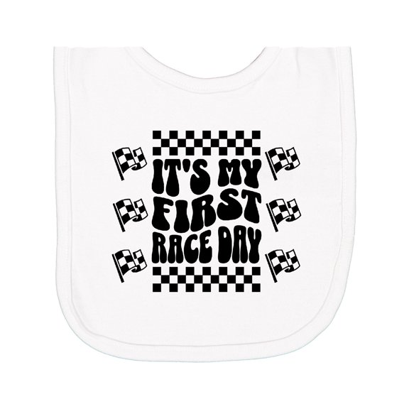 Inktastic First Race Day Car Flags Auto Racing Newborn Bib