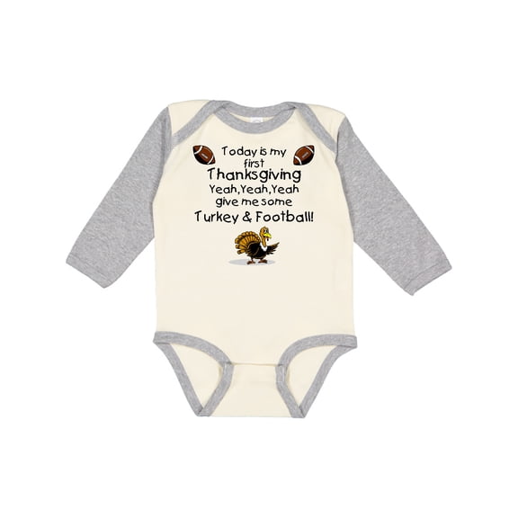 Inktastic First Thanksgiving Boys or Girls Long Sleeve Baby Bodysuit