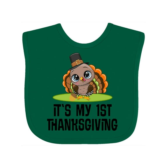 Inktastic First Thanksgiving Pilgrim Turkey Boys or Girls Baby Bib