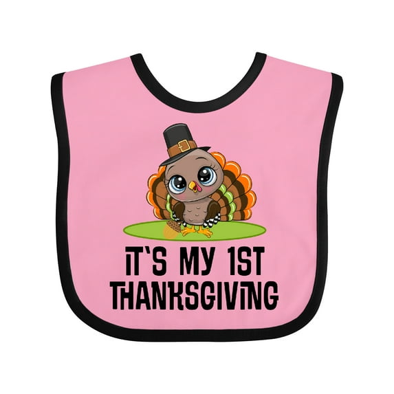 Inktastic First Thanksgiving Pilgrim Turkey Boys or Girls Baby Bib