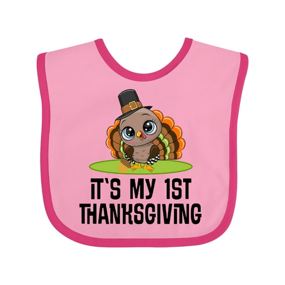 Inktastic First Thanksgiving Pilgrim Turkey Boys or Girls Baby Bib