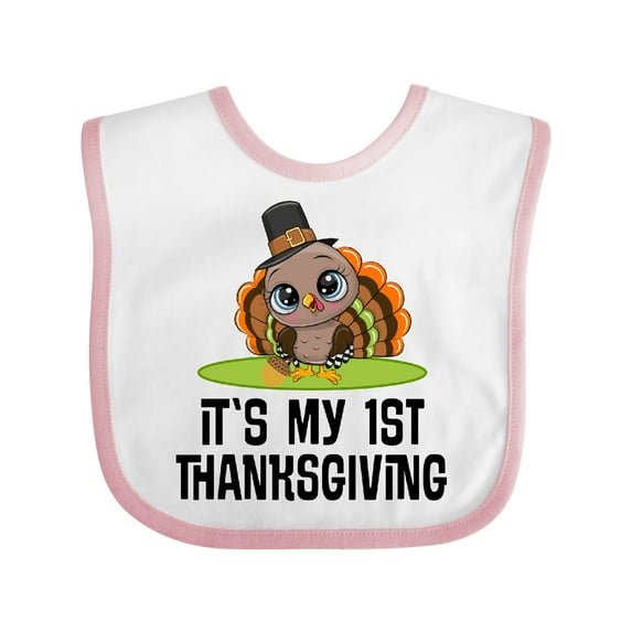 Inktastic First Thanksgiving Pilgrim Turkey Boys or Girls Baby Bib