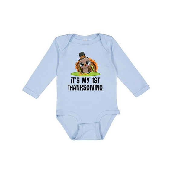 Inktastic First Thanksgiving Pilgrim Turkey Boys or Girls Long Sleeve Baby Bodysuit