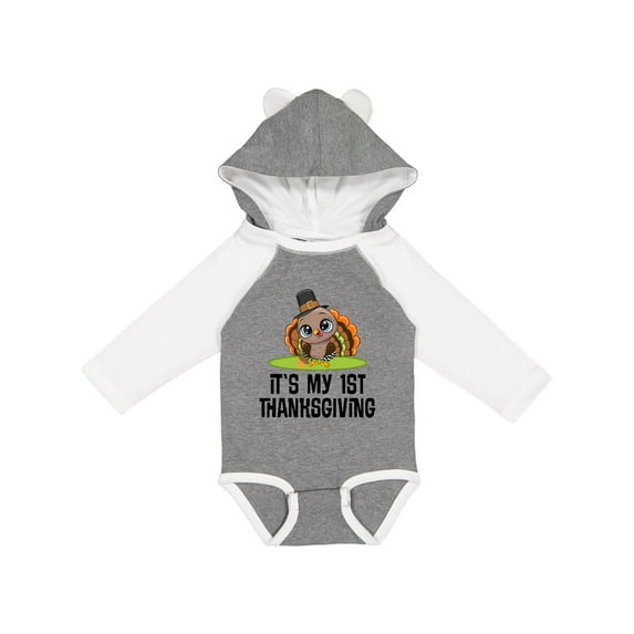 Inktastic First Thanksgiving Pilgrim Turkey Boys or Girls Long Sleeve Baby Bodysuit