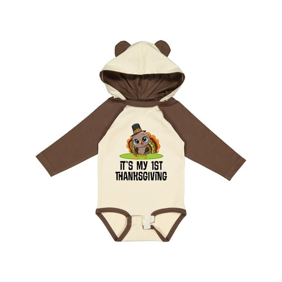 Inktastic First Thanksgiving Pilgrim Turkey Boys or Girls Long Sleeve Baby Bodysuit