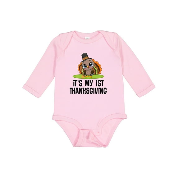 Inktastic First Thanksgiving Pilgrim Turkey Boys or Girls Long Sleeve Baby Bodysuit