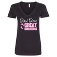 thumbnail image 1 of Inktastic First Time Great Grandma in White Women's V-Neck T-Shirt, 1 of 5