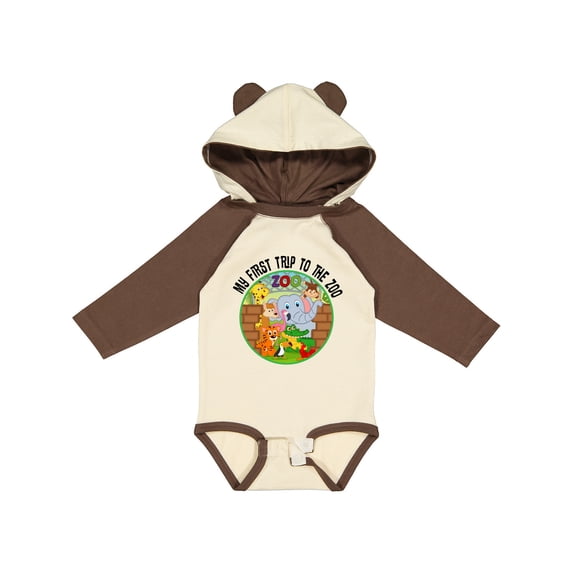 Inktastic First Trip to the Zoo Boys or Girls Long Sleeve Baby Bodysuit