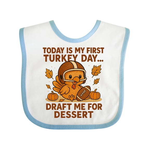 Inktastic First Turkey Day Football Thanksgiving Baby Boys or Girls Baby Bib