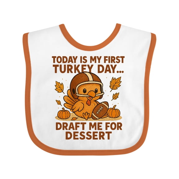 Inktastic First Turkey Day Football Thanksgiving Baby Boys or Girls Baby Bib