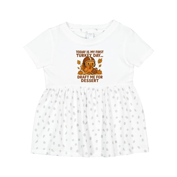 Inktastic First Turkey Day Football Thanksgiving Baby Girls Baby Dress