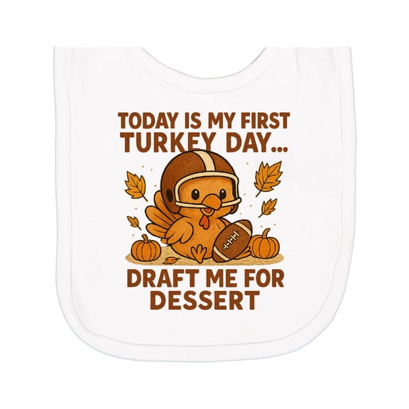 Inktastic First Turkey Day Football Thanksgiving Baby Newborn Bib