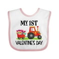 thumbnail image 1 of Inktastic First Valentines Day Tractor Hearts Boys Baby Bib, 1 of 4