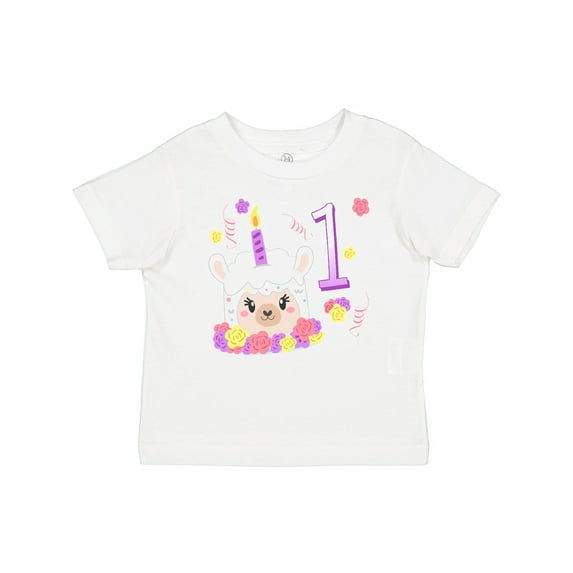 Inktastic First birthday- cute llama cake Boys or Girls Baby T-Shirt