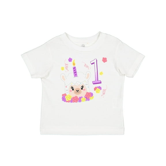 Inktastic First birthday- cute llama cake Boys or Girls Baby T-Shirt