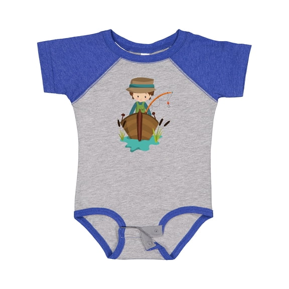 Inktastic Fishing Boy, Brown Hair, Fisherman, Fishing Rod Boys Baby Bodysuit