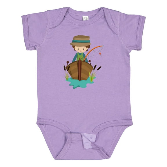Inktastic Fishing Boy, Brown Hair, Fisherman, Fishing Rod Boys Baby Bodysuit