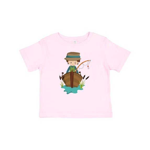 Inktastic Fishing Boy, Fisherman, Fishing Rod, Brown Hair Boys Baby T-Shirt