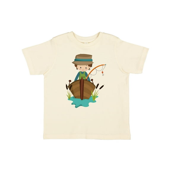 Inktastic Fishing Boy, Fisherman, Fishing Rod, Brown Hair Boys Toddler T-Shirt