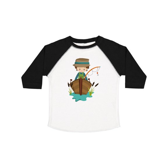 Inktastic Fishing Boy, Fisherman, Fishing Rod, Brown Hair Boys Toddler T-Shirt