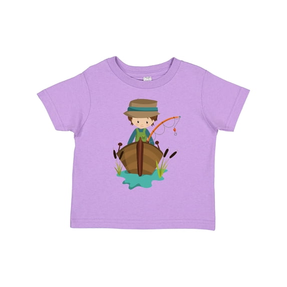 Inktastic Fishing Boy, Fisherman, Fishing Rod, Brown Hair Boys Toddler T-Shirt