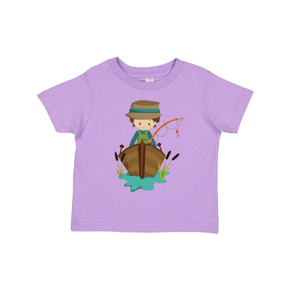 Inktastic Fishing Boy, Fisherman, Fishing Rod, Brown Hair Boys Toddler T-Shirt