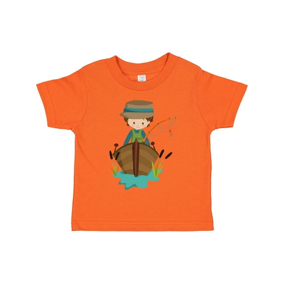Inktastic Fishing Boy, Fisherman, Fishing Rod, Brown Hair Boys Toddler T-Shirt