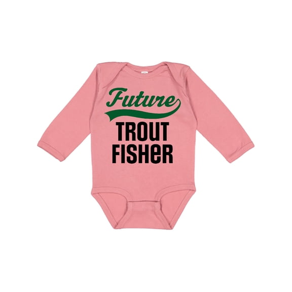 Inktastic Fishing Future Trout Fisher Boys or Girls Long Sleeve Baby Bodysuit