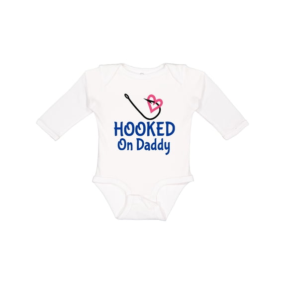 Inktastic Fishing Hooked on Daddy Boys or Girls Long Sleeve Baby Bodysuit