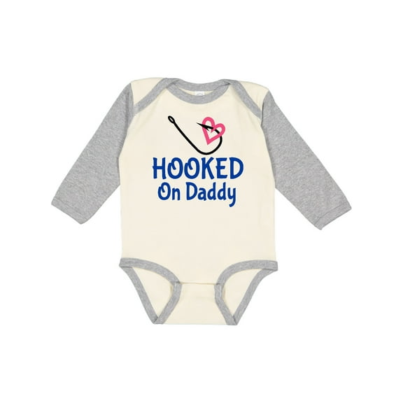 Inktastic Fishing Hooked on Daddy Boys or Girls Long Sleeve Baby Bodysuit