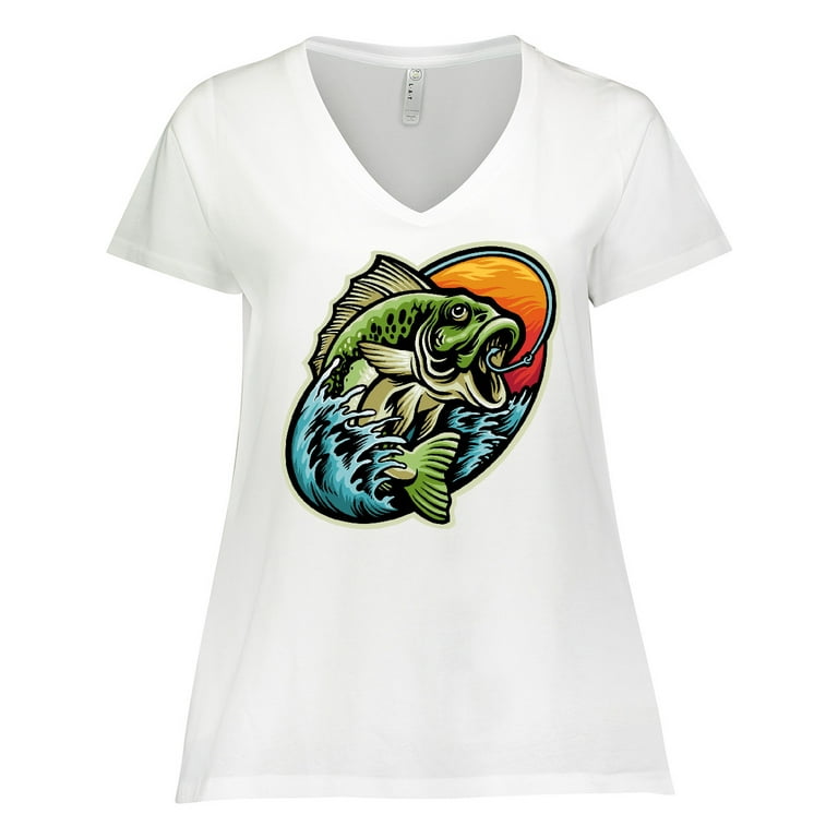 Inktastic Fishing Women's Plus Size V-Neck T-Shirt