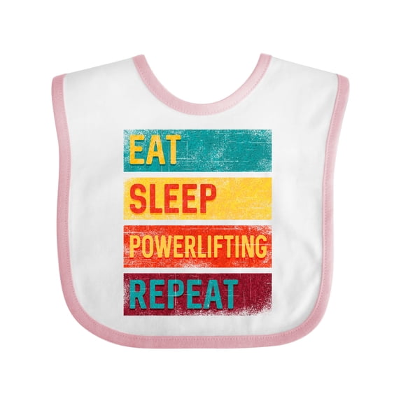 Inktastic Fitness Eat Sleep Powerlifting Repeat Boys or Girls Baby Bib